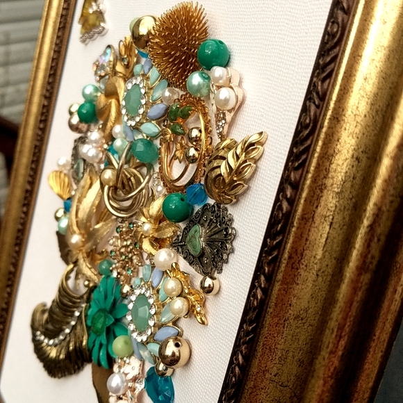 Artisan mosaic wall art decor framed jewelry art vintage one of a kind-modified! - Picture 15 of 16